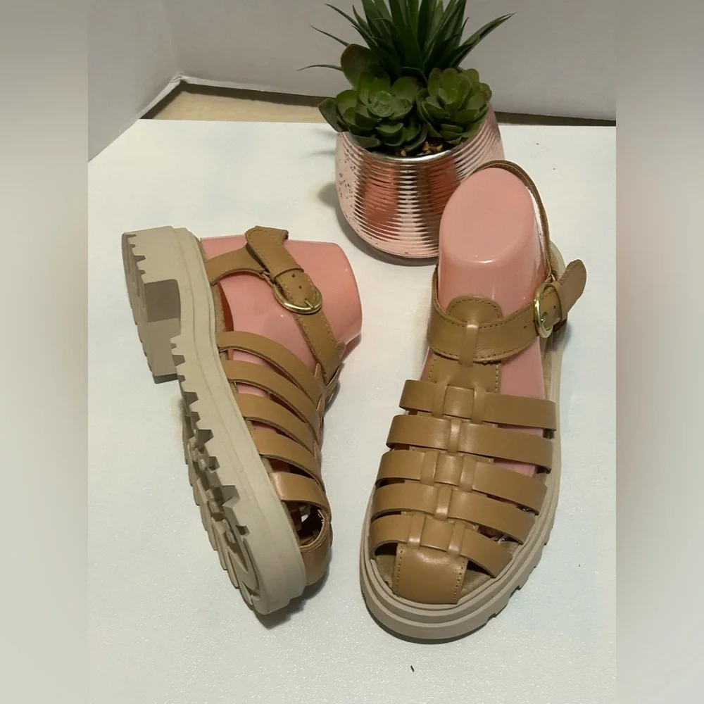 Tan Woven Leather Sandals - Picture 2 of 7